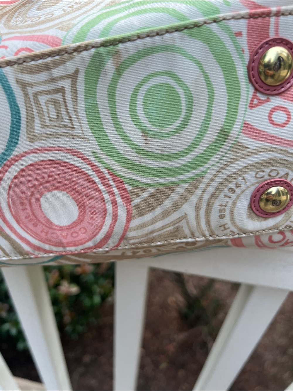 Coach Pink Multicolor The Beach Print F19184 2012 1 tag & RARE HTF COACH ORB - Picture 14 of 17